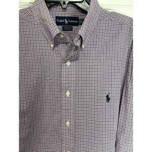 Ralph Lauren Men's Plaid Button Down Shirt Long Sleeve 100% Cotton, XL  17 1/2